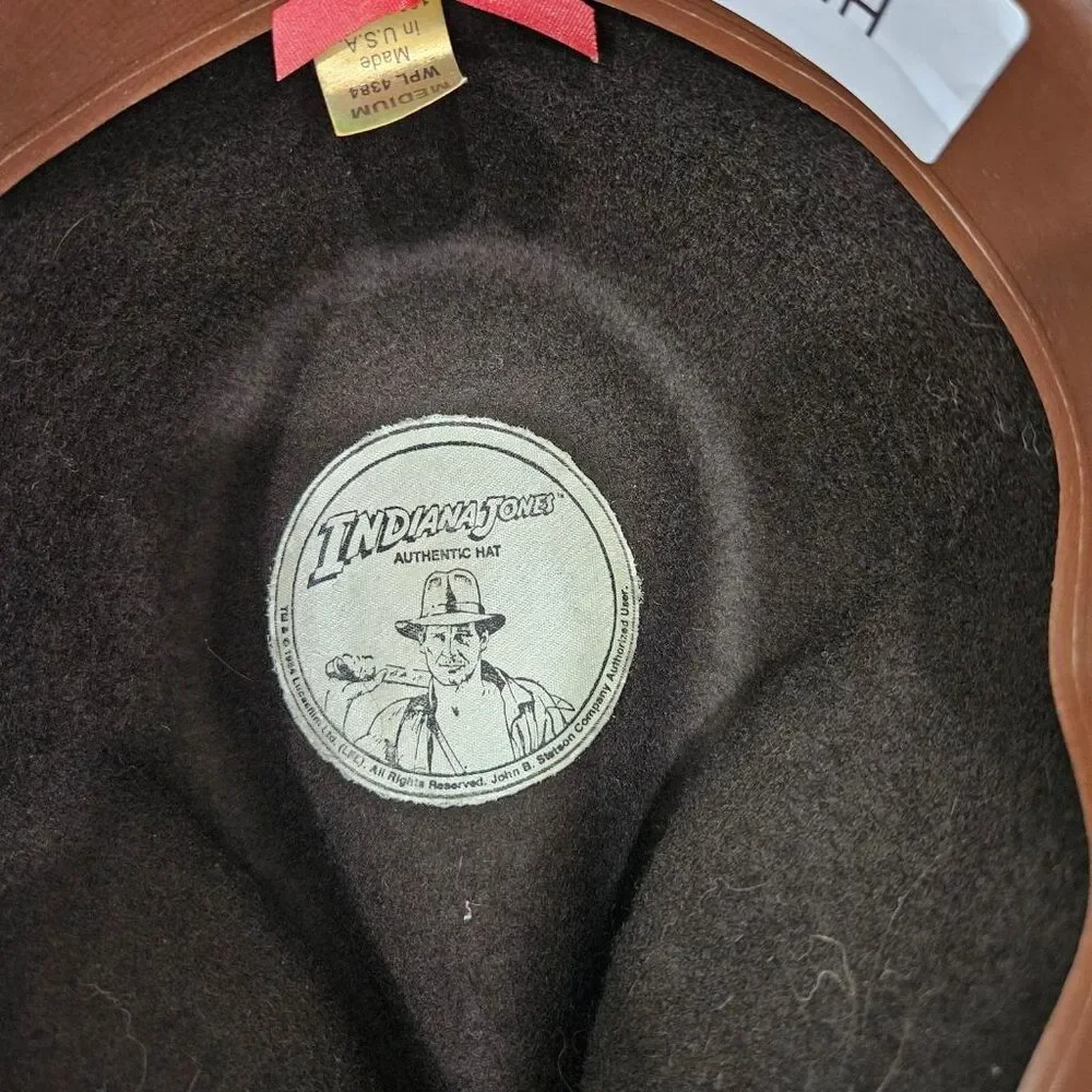 Indiana Jones Stetson Authentic Hat Brown Wool Felt Fedora Medium Made in USA